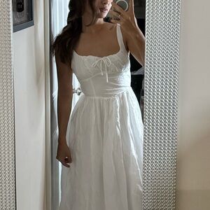 Cottage core Elegant White Sleeveless Dress